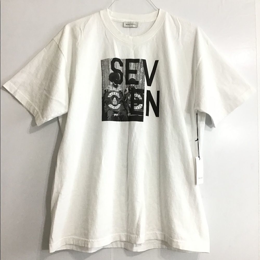 Beau Souci White Essential Cotton SEVEN Crew Neck Short Sleeve T-Shirt Large